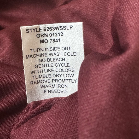 Sara Michelle 1X Shirt Top Maroon Red Paisley 3/4 Sleeve Scoop Neck Button Back - Picture 8 of 9